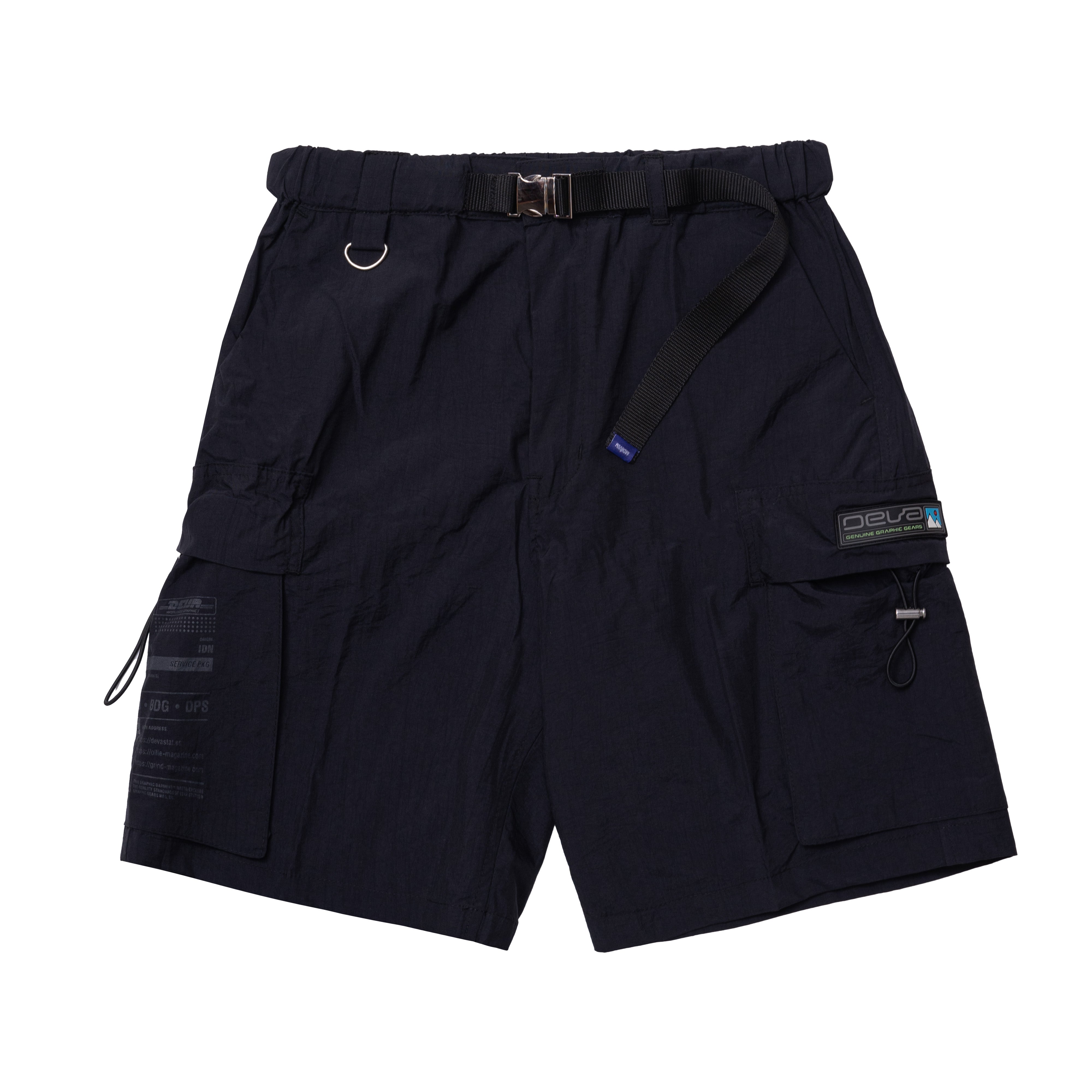 DEVÁ/OLLIE/GRIND CARGO NYLON SHORTS [Black]